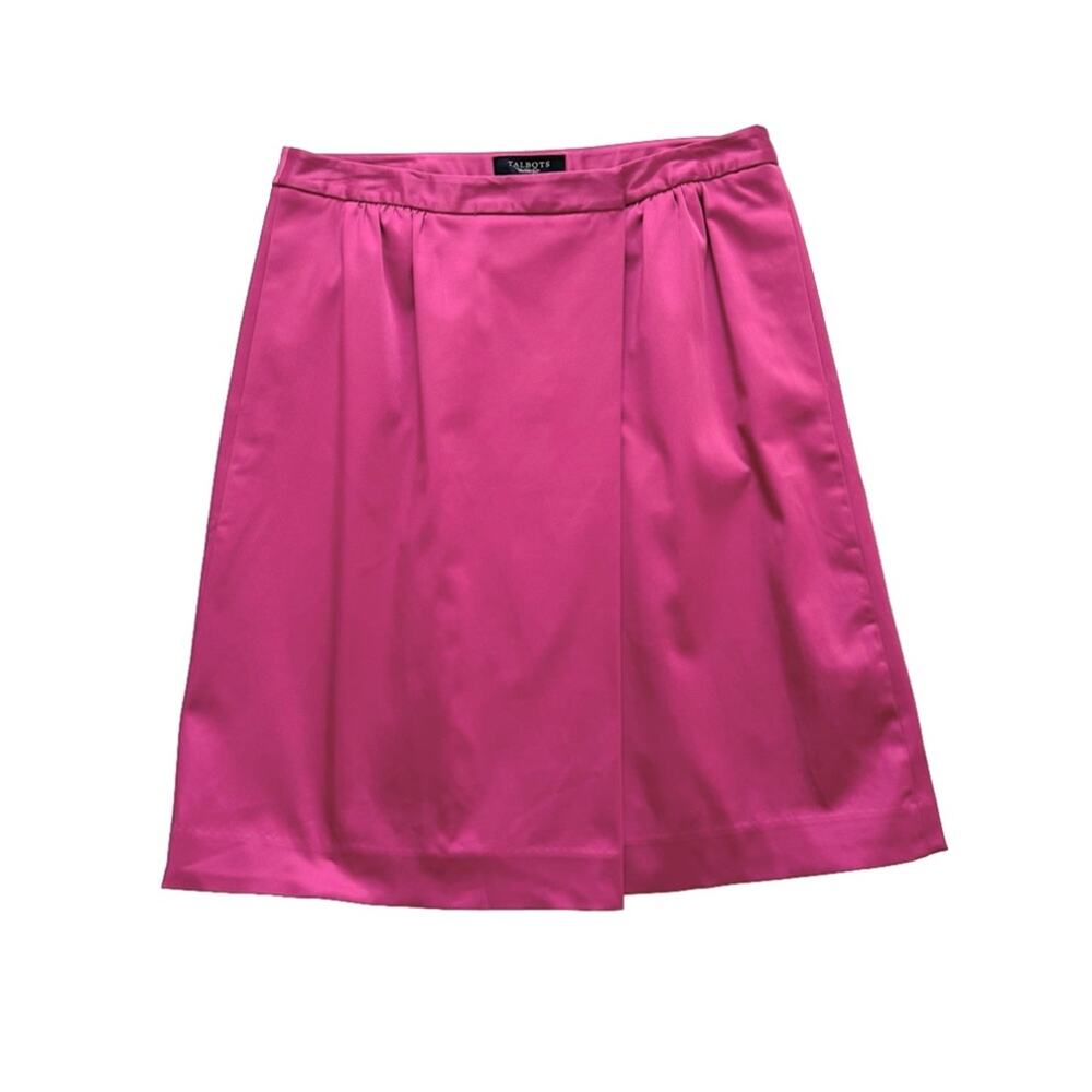 Talbots Skirt Raspberry Pink Faux Wrap Pockets Career Dressy Lined Skirt Size 8